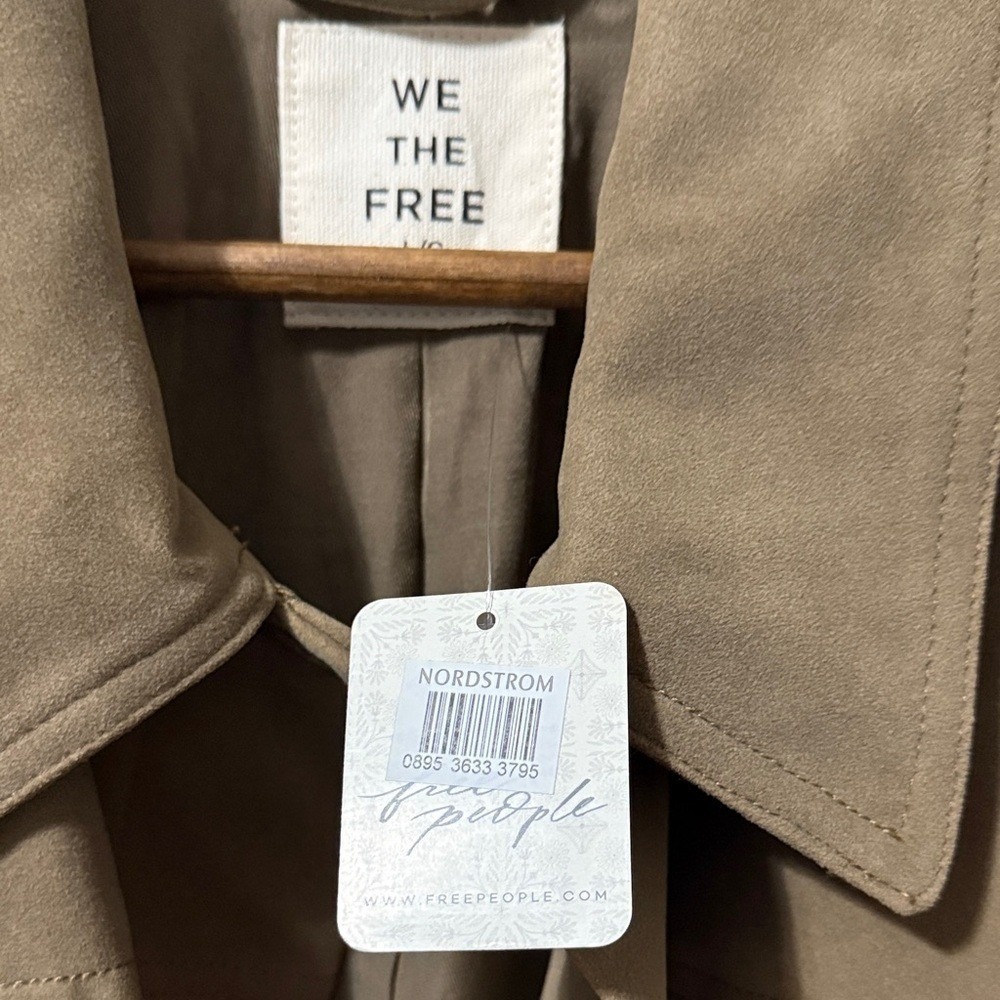 New! Free People Faux Suede Boxy Trucker Jacket Chore Coat - Picture 8 of 10